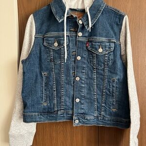 Levi's Blue Denim Jacket with Gray Sleeves